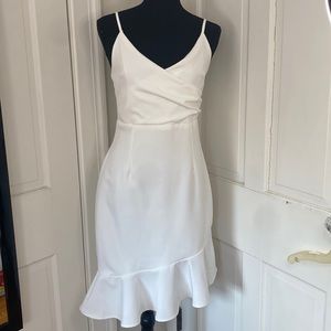 White Dress with Asymmetrical Skirt